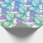 Roze en witte unicorn Patroonontwerp Cadeaupapier (Hoek)