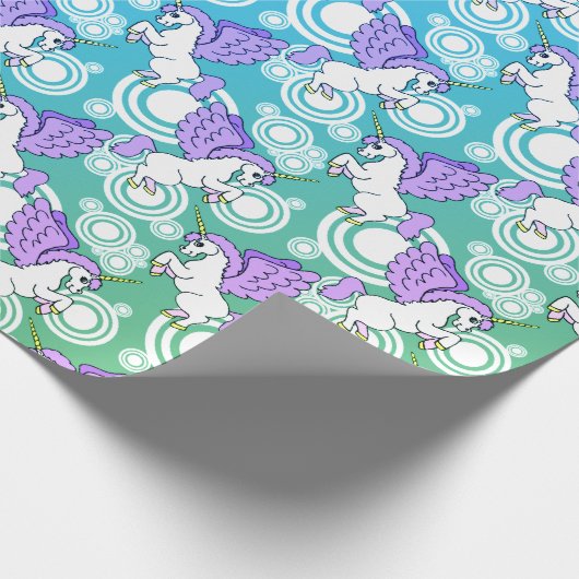 Roze en witte unicorn Patroonontwerp Cadeaupapier (Hoek)