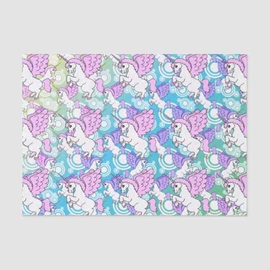 Roze en witte unicorn Patroonontwerp Tissuepapier (Voorkant)