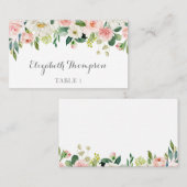 Roze en witte vaste kaart voor het huwelijk plaatskaartje (Voorkant / Achterkant)