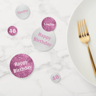 Roze en Witte verjaardag Glitter Confetti