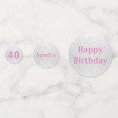 Roze en Witte verjaardag Glitter Confetti (Voorkanten)