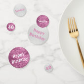 Roze en Witte verjaardag Glitter Confetti (Groep)