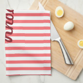 Roze en witte verticaal theedoek (Quarter Fold)