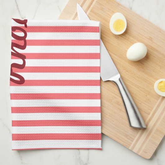 Roze en witte verticaal theedoek (Quarter Fold)