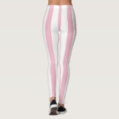 Roze en witte verticale strepen leggings (Achterkant)