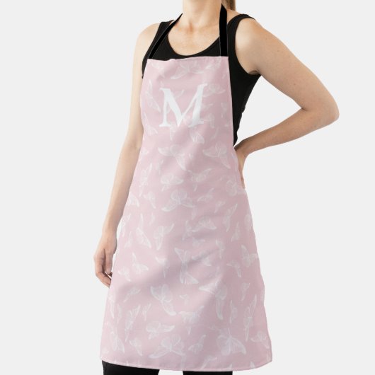 Roze en witte vlinder Initiaal Apron Schort (Insitu)
