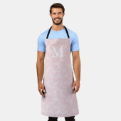 Roze en witte vlinder Initiaal Apron Schort (Gedragen)