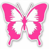 Roze en witte vlinder Sticker (Voorkant)