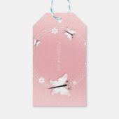 Roze en Witte Vlinders & Bloemen Feestgunst Cadeaulabel (Achterkant)