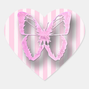 Roze en witte vlinderStickers Hart Sticker