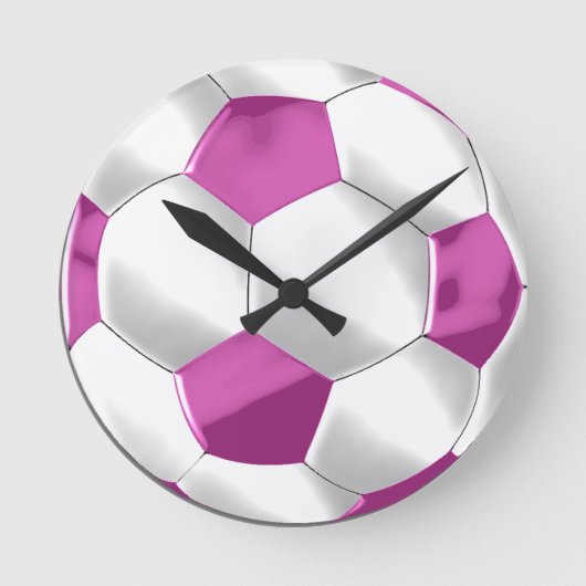 Roze en witte Voetbal Ronde Klok (Voorkant)