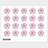 Roze en witte Voetbal Ronde Sticker (Vel)