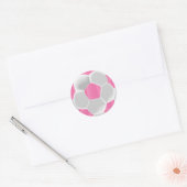 Roze en witte Voetbal Ronde Sticker (Envelop)