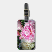 Roze en witte volken bagagelabel (Voorkant verticaal)