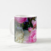 Roze en witte volken koffiemok (Voorkant links)