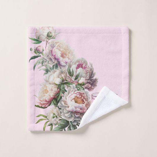 Roze en witte  volken op de roze doekset bad handdoek (Wasdoekje)