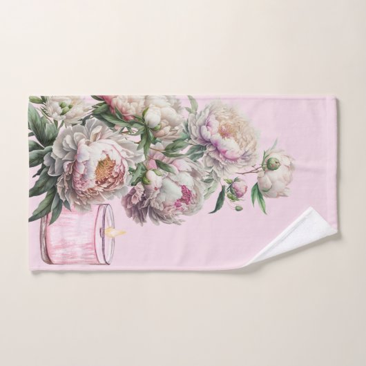 Roze en witte  volken op de roze doekset bad handdoek (Handdoek)