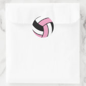 Roze en witte volleybal ronde sticker (Tas)