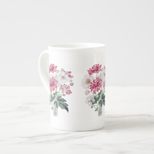 Roze en witte voorbloem Botanische bot China Mok (Voorkant links)