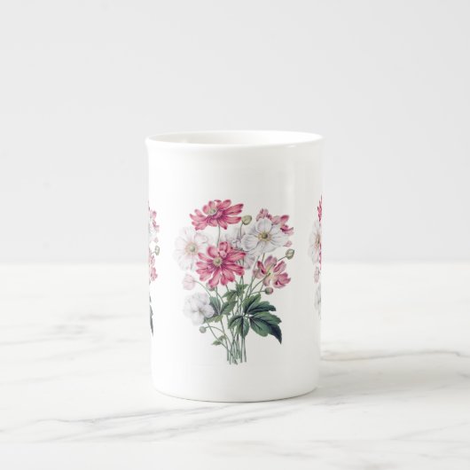 Roze en witte voorbloem Botanische bot China Mok (Voorkant)