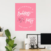 Roze en witte vrijgezellenfeest Poster teken (Thuiskantoor)