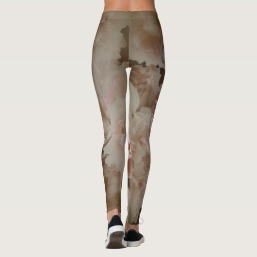 Roze en Witte Waterverf Bloemen Leggings (Achterkant)