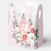 Roze en witte Waterverf bloemen op roze Bedankdoosjes (Geopend)