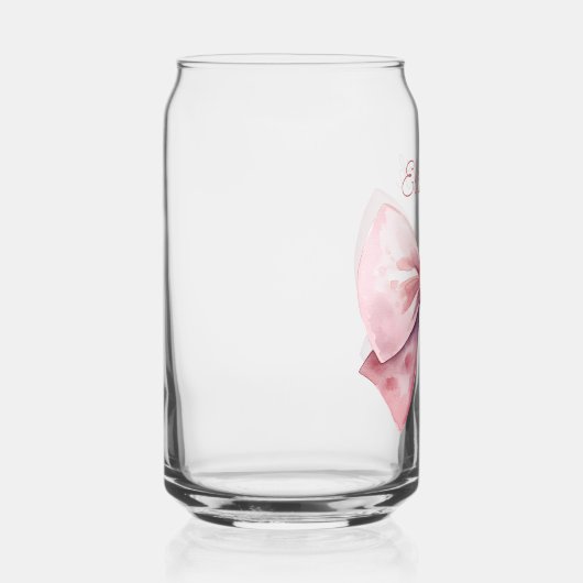 Roze en Witte Waterverf Bow Gepersonaliseerd Blikvorm Glas (Rechts)
