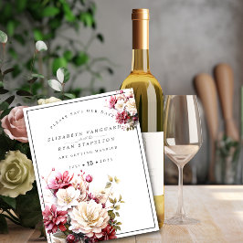 Roze en witte Waterverf Flowers Save The Date