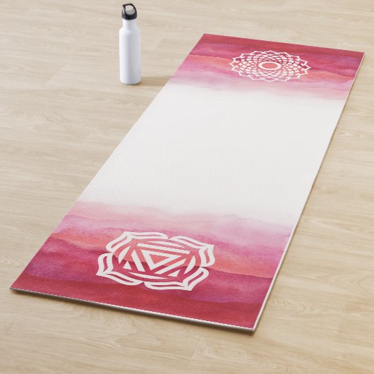 Roze en witte Waterverf Kroon & roet Chakra Yogamat (In situ)
