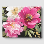 Roze en witte Waterverf pioenroos bloemenbruiloft Gastenboek (Achterkant)