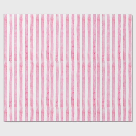 Roze en witte Waterverf Stripe Cadeaupapier (Vlak)