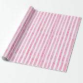Roze en witte Waterverf Stripe Cadeaupapier (Uitgerold)