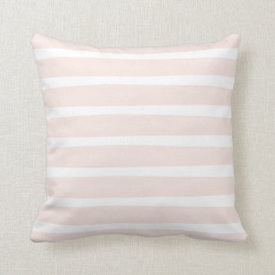 Roze en witte Waterverf Stripes polyester Kussen
