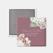 Roze en witte waterverfhydrangeabloemen op roze magneet (Voorkant / Achterkant)
