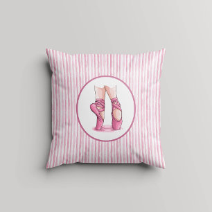 Roze en witte waterverfstrepen met Punt schoenen Kussen