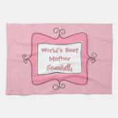 roze en witte werelden Beste moeder Theedoek (Horizontaal)