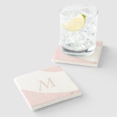 Roze en witte wervelontwerp Monogram Letter Stenen Onderzetter (Zijkant)