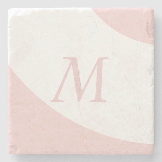 Roze en witte wervelontwerp Monogram Letter Stenen Onderzetter (Voorkant)