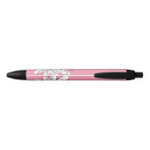 Roze en Witte Whimsical Daisy met aangepaste tekst Zwarte Inkt Pen (Achterkant)