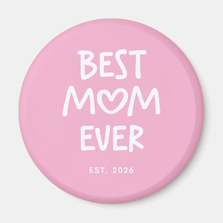 Roze en Witte Whimsical Hart Beste Moeder Ooit Est Magneet