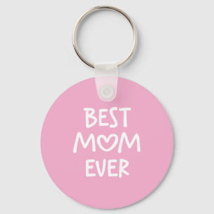 Roze en Witte Whimsical Hart Beste Moeder Ooit Fot Sleutelhanger