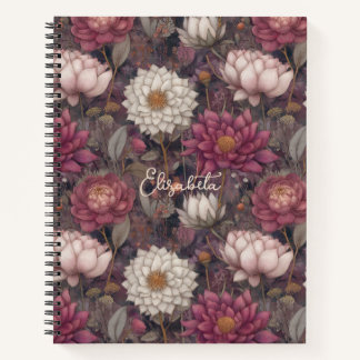 Roze en witte wilde bloementuin Persoonlijk Notitieboek