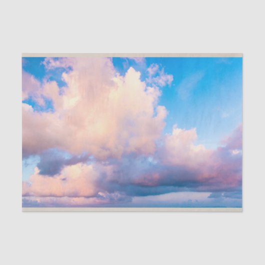 Roze en witte wolken Blauw hemeldecoupage Tissuepapier (Voorkant)