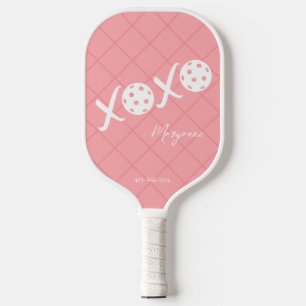 Roze en Witte XOXO Persoonlijke handtekening Pickleball Paddle