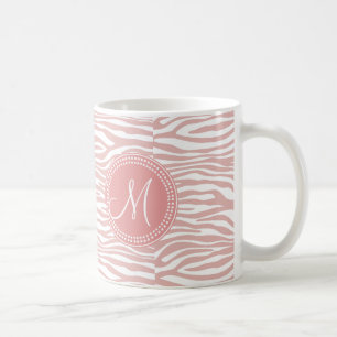 Roze en witte Zebra Patroon Koffiemok