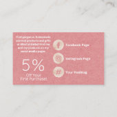 Roze en witte zeep en kaars visitekaartje (Achterkant)