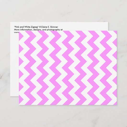 Roze en witte zigzag briefkaart (Voorkant / Achterkant)
