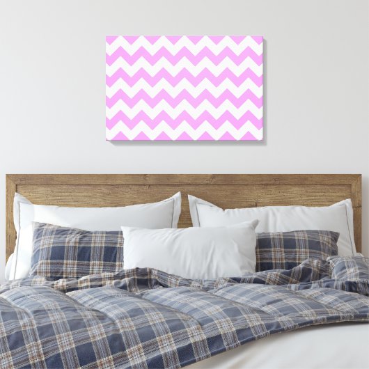 Roze en witte zigzag canvas afdruk (Insitu (Slaapkamer))